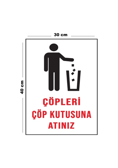 Metal Çöpleri Çöp Kutusuna Atınız 30 Cm X 40 Cm A3 Büyüklüğünde Uyarı Levhası Yönlendirme Tabelası