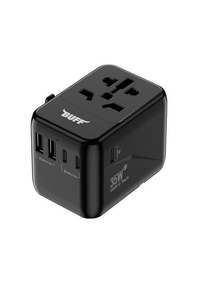 Bl80 Universal Seyehat Şarj Adaptörü 35w Gan Çoklu Priz Dönüştürücü Siyah