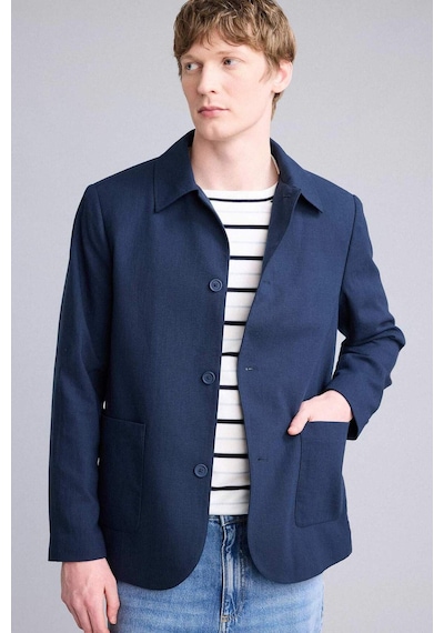 Defacto Regular Fıt Polo Yaka Yarım Astar Blazer Ceket G7591ax26smnv146 Lacivert-nv146