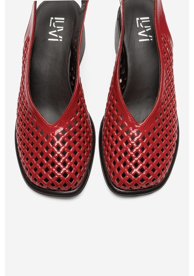 Luvi Shoes Monvera Kırmızı Rugan Hakiki Deri Önü Kapalı Lazer Kesim Kalın Topuklu Kadın Sandalet Luvi Shoes Monvera Kırmızı Rugan Hakiki Deri Önü Kapalı Lazer Kesim Kalın Topuklu Kadın Sandalet