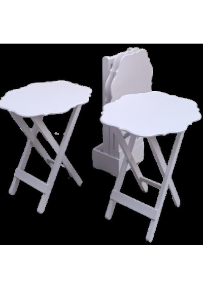 1448bng90094çanta Zigon Sehpa Yonca Takım 4lü Model Ahşap Mdf Parlak Beyaz Lake Renk El Yapım