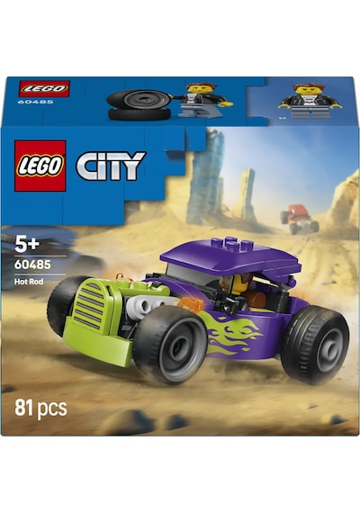 LEGO® City Hot Rod Yarış Arabası Oyuncağı 60485 - 5 Yaş ve Üzeri Çocuklar İçin Sürücü Minifigürlü Oyuncak Yapım Seti (81 Parça)