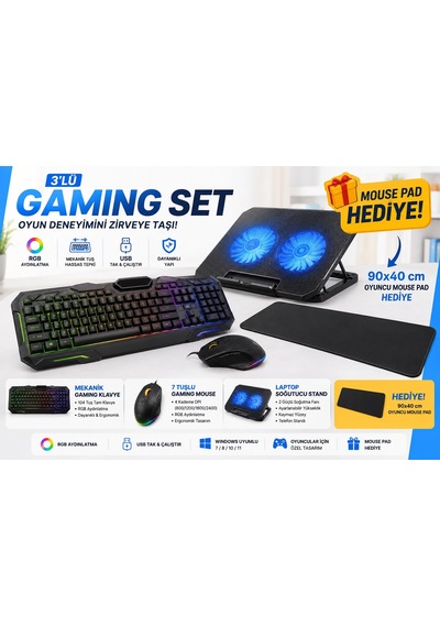 Casper Nirvana S100 16'' Uyumlu 3'lü Gaming Set Mouse Pad li Diğer