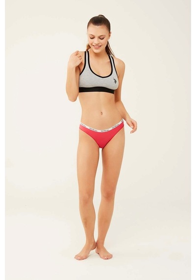 U.S. Polo Assn. Kadın Mercan - Neon Yeşil - Turkuaz 3 Lü Brazilian Slip 66275 Yeşil