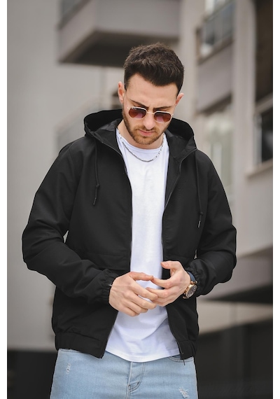 Oksit Antonin Bel Ve Kol Lastikli Slim Fit Erkek Mevsimlik Mont Yağmurluk 001