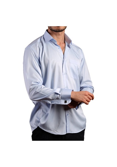 Dicotto Mavi Büyük Beden Rahat Kesim Micro Kumaş Kol Düğmeli Regular Fit Erkek Gömlek - 190-4 001