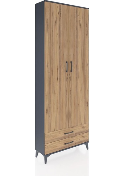 Arges Dolap 2 Raflı 2 Çekmeceli Tek Askılı 88x30x243 Antrasit-çam Antrasit Arges Dolap 2 Raflı 2 Çekmeceli Tek Askılı 88x30x243 Antrasit-çam Antrasit
