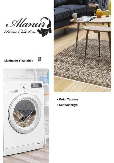 Dekoreko Kaymaz Taban Djt Salon Halısı Star Pamuk Iskandinav F5087 Kahve