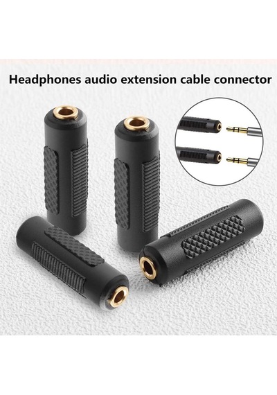 2 Adet - 3.5mm Stereo Dişi / Dişi Aux Kulaklık Mikrofon Ses Uzatma Adaptörü - Altın Uçlu