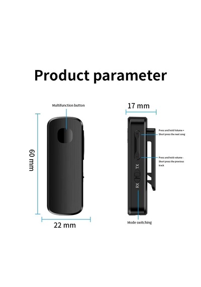 M18 2in1 Bluetooth 5.4 Mikrofonlu Yaka Klipsli Ses Adaptörü Alıcı-verici Transmitter-receiver Tv Pc Araç 3.5mm Aux