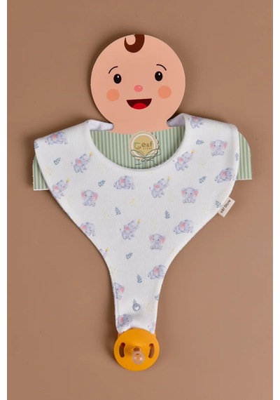 E&f Store Sıvı Geçirmez Emzik Tutucu Mama Önlüğü - Sevimli Fil Çok Renkli