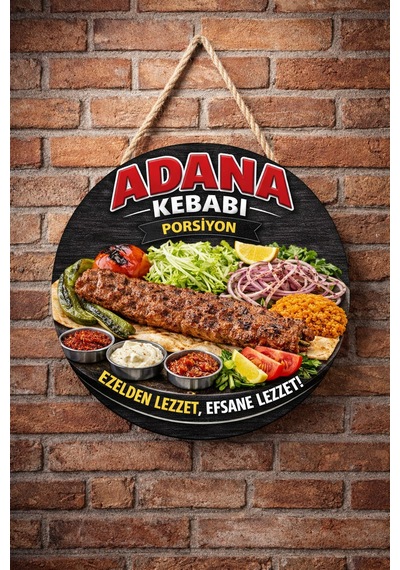 Mayeka Adana Kebabı Porsiyon Temalı Kebapçılar Restoranlar Lokantalar İçin Ahşap Duvar Kapı Dekoratif Süs 9
