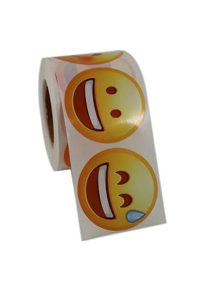 Emoji Etiketi 9 Farklı Emoji Surat 50mm Çap Ruloda 500 Adet Kendinden Yapışkanlı Rulo Etiket, Pp Opak, Gülen Surat Diğer