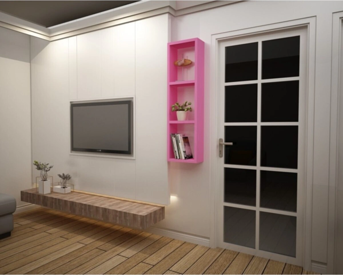 Kitaplık Pembe Tek Duvar Rafı Pembe