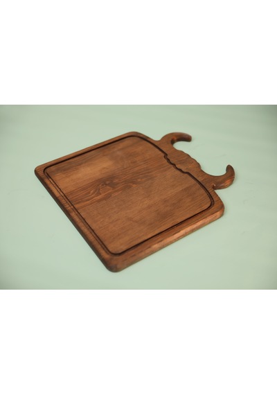 Fam Wood Art %100 Doğal Çam Steak Tahtası Hamburger Tabağı Kahverengi