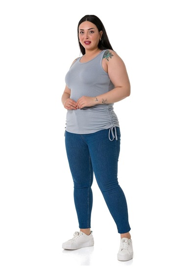 Disentis Büyük Beden Kalın Askılı Yanları Tünelli Viskon Açık Gri Body-açık Gri