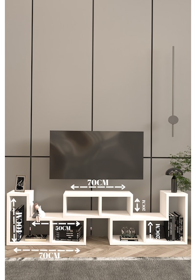 Tetris Tv Ünitesi,çok Amaçlı Ünite,kitaplık,portatif Minifix Kurulum Beyaz