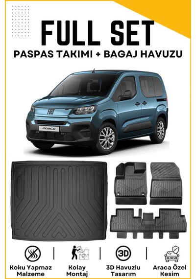 Fiat Doblo 2023 Model Birebir Uyumlu Bagaj Havuzu+paspas Seti