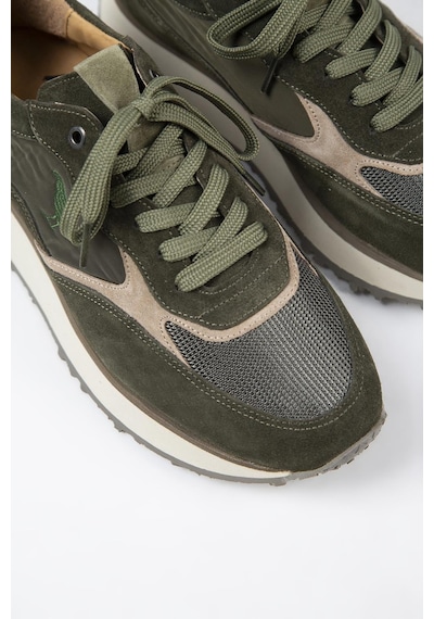 Krahe Calista Erkek Hakiki Deri Bağcıklı Haki-bej Sneakers 001