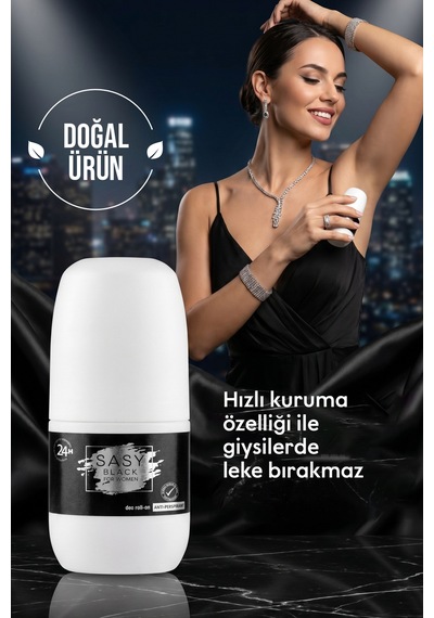 Sasy Black Antiperspirant Deo Doğal Içerikli Kadın Roll On 50 Ml