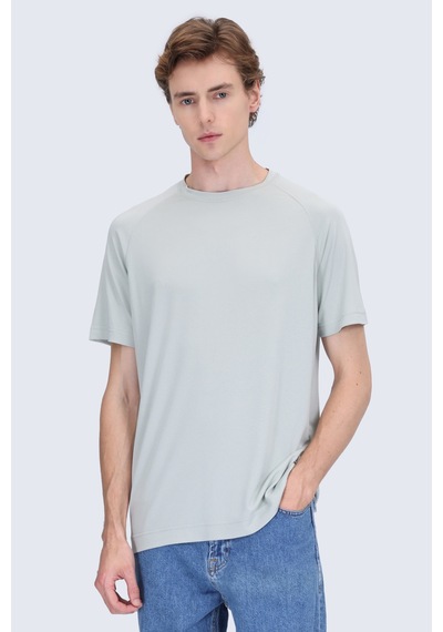 Hatemoğlu Yeşil Regular Fit Bisiklet Yaka Reglan Kol Tişört