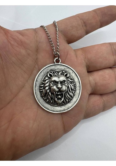 Lion S Majesty Aslan Madalyon Figürlü Unisex Kolye 60 Cm Zincirli Çok renkli