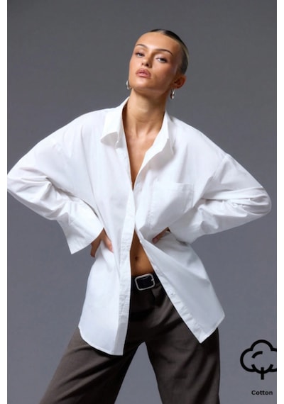 Tarz Cool Kadın Oversize Gömlek Uzun Kollu Basic Salaş Kesim Poplin Trend Şık Günlük Gömlek Beyaz Tarz Cool Kadın Oversize Gömlek Uzun Kollu Basic Salaş Kesim Poplin Trend Şık Günlük Gömlek Beyaz