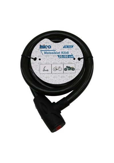 Anahtarlı Çelik Tel Bisiklet Ve Motor Kilidi 20mm X 150cm Çok renkli