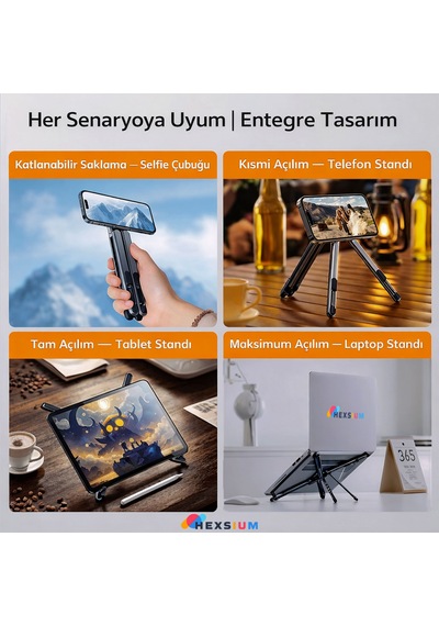Alüminyum Katlanabilir Laptop Standı Ayarlanabilir Notebook Tablet Yükseltici 10-17.3 Inç Uyumlu Gri - Gri