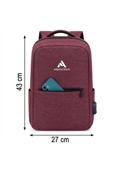 Laptop Sırt Çantası, Bilgisayar Korumalı İç Bölmeli Notebook Çantası, Organizer Cepli Ve Usb Şarj Portlu Bordo