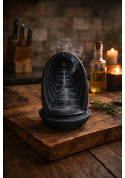 El Yapımı Alçı Tütsü Şelalesi Tutucu Backflow Tütsülük Meditasyon Zen Dekor