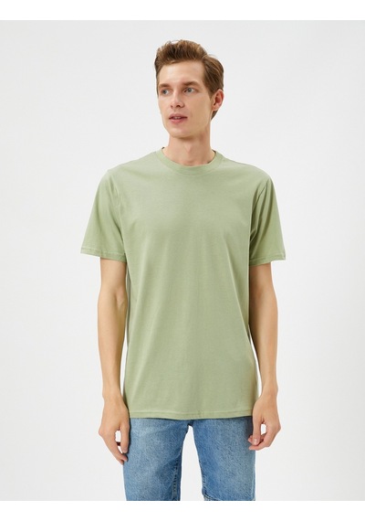 Koton Basic Tişört Slim Fit Bisiklet Yaka Kısa Kollu Pamuklu Haki 3Sam10057Hk 3Sam10057Hk871 Haki