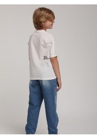 Escabel Erkek Çocuk The Real Yazılı Pamuklu T-shirt-15625 Ekru