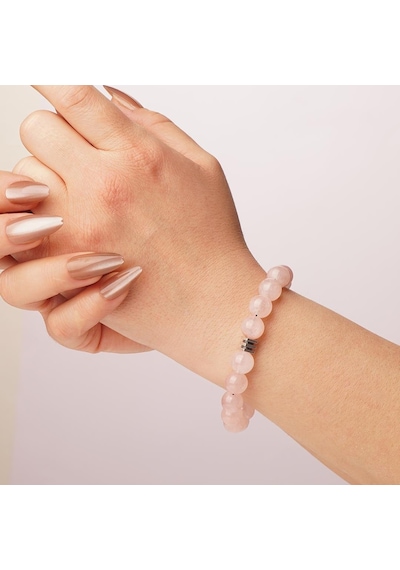 Pembe Kuvars Doğal Taş Bileklik 10 Mm Koşulsuz Işık Renkli