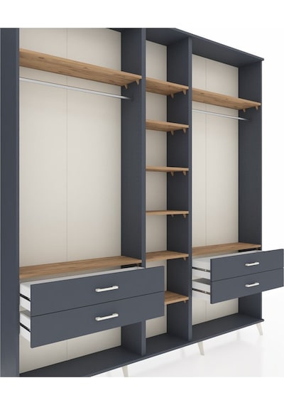 Arges Dolap 10 Raflı 4 Çekmeceli 2 Askılı 220x30x243 Antrasit-çam/antrasit Atlas Çam/antrasıt Arges Dolap 10 Raflı 4 Çekmeceli 2 Askılı 220x30x243 Antrasit-çam/antrasit Atlas Çam/antrasıt