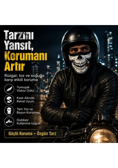 Çorap Giyim Unisex Kuru Kafa Puro Baskılı Balaklava 1 Adet Tek Beden Viskoz Kask İçi Outdoor Maske 1 Siyah