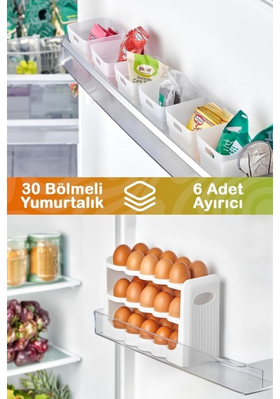Mithra Life 6 Parça Buzdolabı İçi Düzenleyici Ve 30 Bölmeli Yumurtalık Mıt1105 Sku: Smg8690010540416