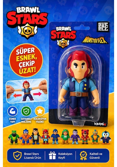 Brawl Stars Monster Flex Esnek Oyuncak Figür - Çek Uzat Stres Oyuncağı