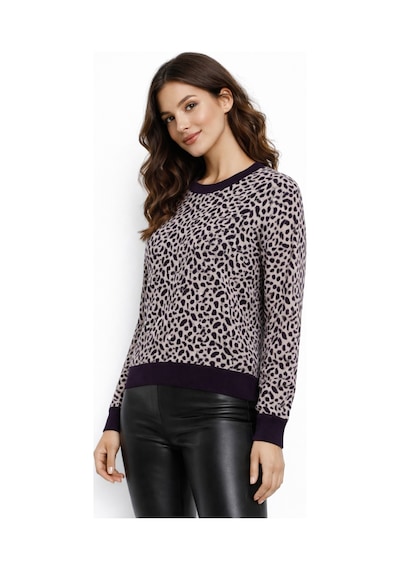 Gürkan Kadın Leopar Desen Triko Kazak Bgl-st05284 Mor