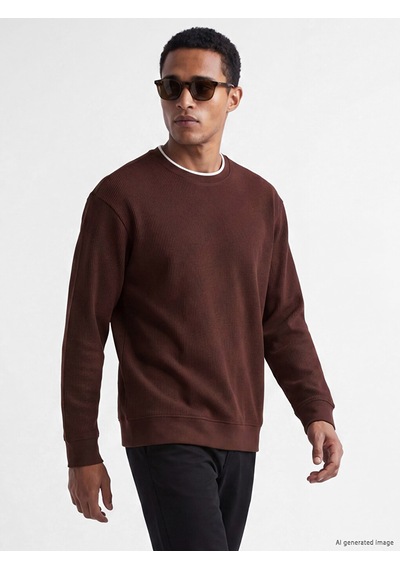 Lcw Vision Bordo Bisiklet Yaka Fitilli Erkek Sweatshirt