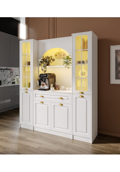 Guneystore Armoni Gold Maxi Kahve Köşesi Komple Mdf Beyaz
