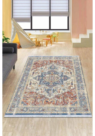Kiremit Göbekli Dokuma Pamuk Taban Kaymaz Kilim Klm329n11