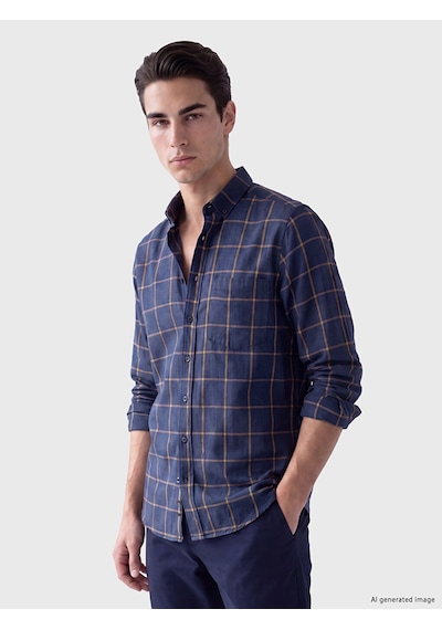 Lcwaıkıkı Classic Sarı Regular Fit Ekose Erkek Gömlek