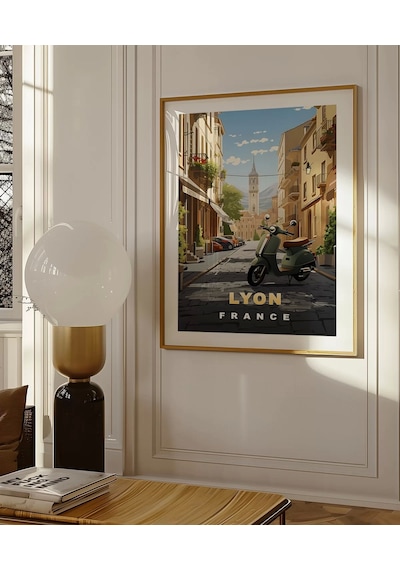 Çerçevesiz Poster Lyon'un Şirin Sokakları Ve Vespa