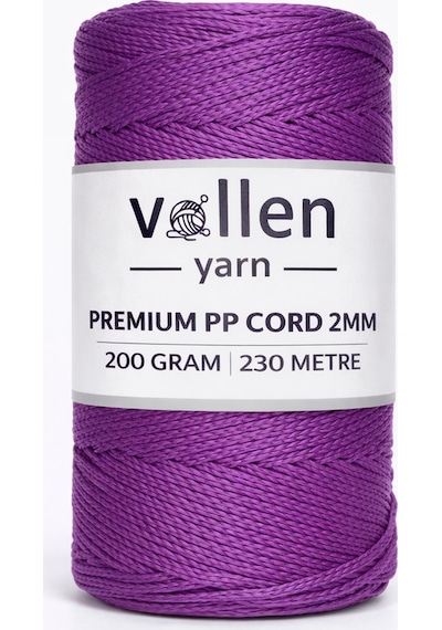 200gr/230m Premium Polyester Makrome Ipi 2mm ,makrome Ip,makrame,supla,çanta Ipi,mor