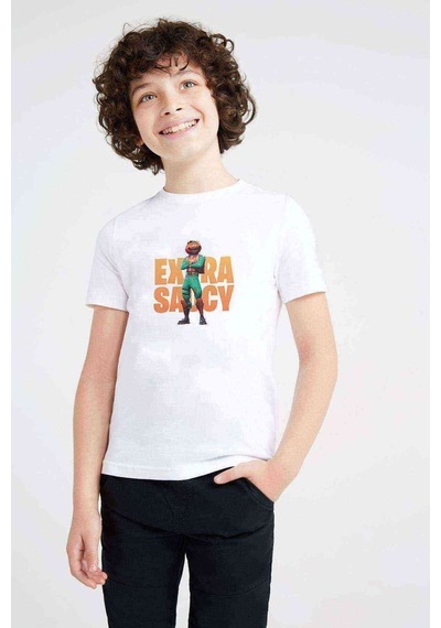 Tshirthane Fortnite Tomatohead Extra Saucy Baskılı Unisex Çocuk Beyaz T-Shi