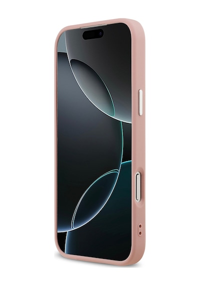 Apple Uyumlu iPhone 17 Pro Max Kılıf Guess Lisanslı M-safeli Metal Kamera Çerçeveli Üçgen Logolu Glitter Pembe Pembe