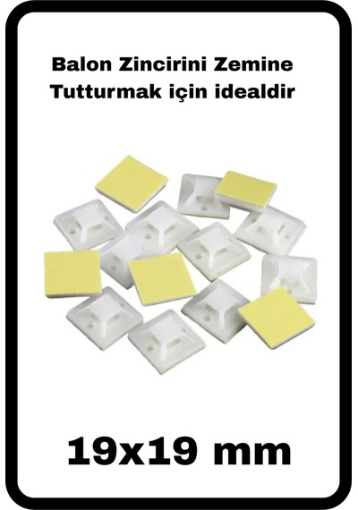 Yapışkanlı Krose Ve Bağlama Zinciri Seti Balon Zinciri Zemin Tutturma Seti 25 Adet Beyaz