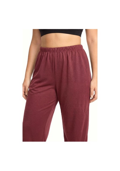 Akbeniz Kadın Bordo Dokulu Büyük Beden Cepli Pijama Altı