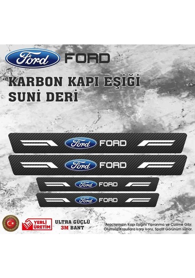 Fordd Uyumlu Deri Karbon Kapı Eşiği Koruyucu Bant 4 Adet